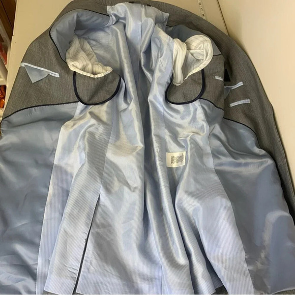 Banana Republic Grey Check Plaid Tailored Fit Vest Sport Coat Blazer Size 40R/S - Picture 10 of 16